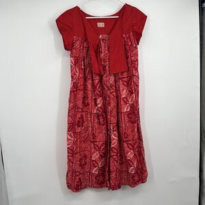 Waikiki Sports VTG Mumu Dress Red Hawaiian Pockets Resort Vacation Beach Hawaii